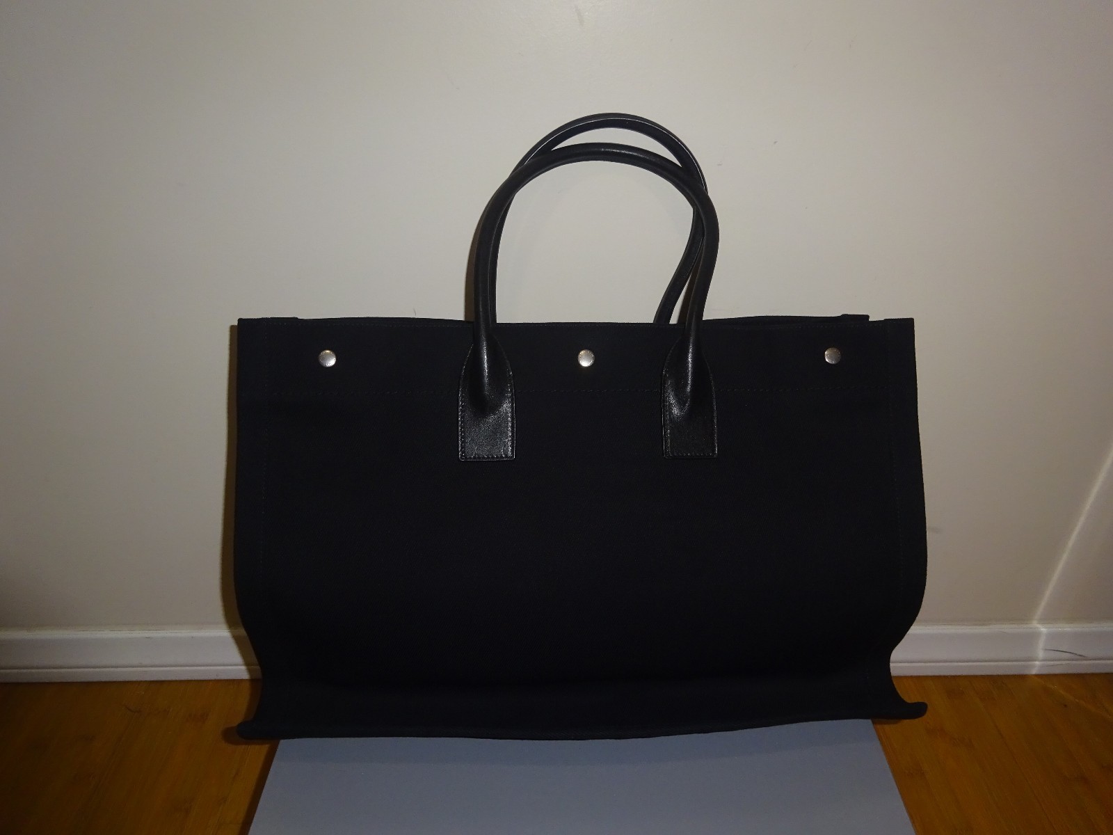 Saint Laurent Rive Gauche YSL Large Tote Bag Black Canvas