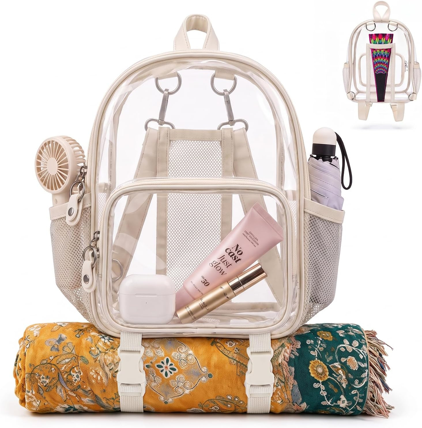 Mini Clear Backpack for Stadium Events Anti-Theft Small Festival Transparent Bag