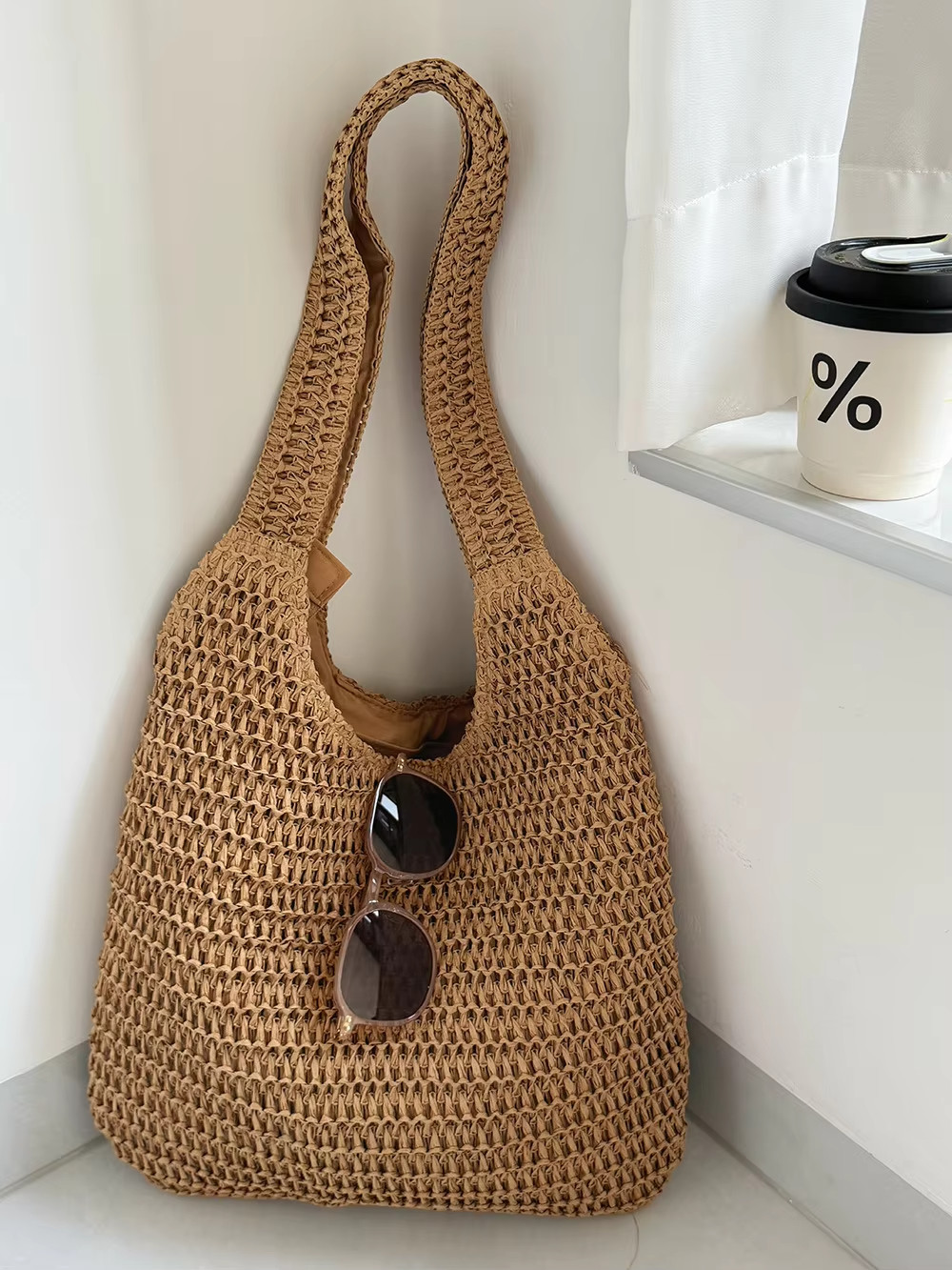Women’s Large Capacity Straw Tote Bag Woven Summer Beach Shoulder Handbag