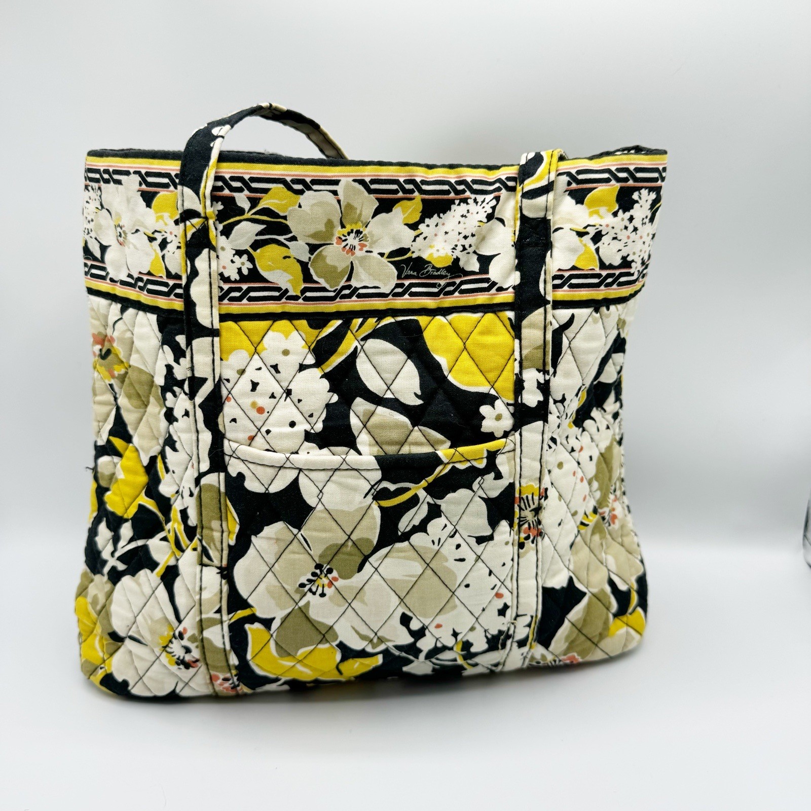 Vera Bradley DOGWOOD Holiday Tote Bag Yellow Black Retired Pattern