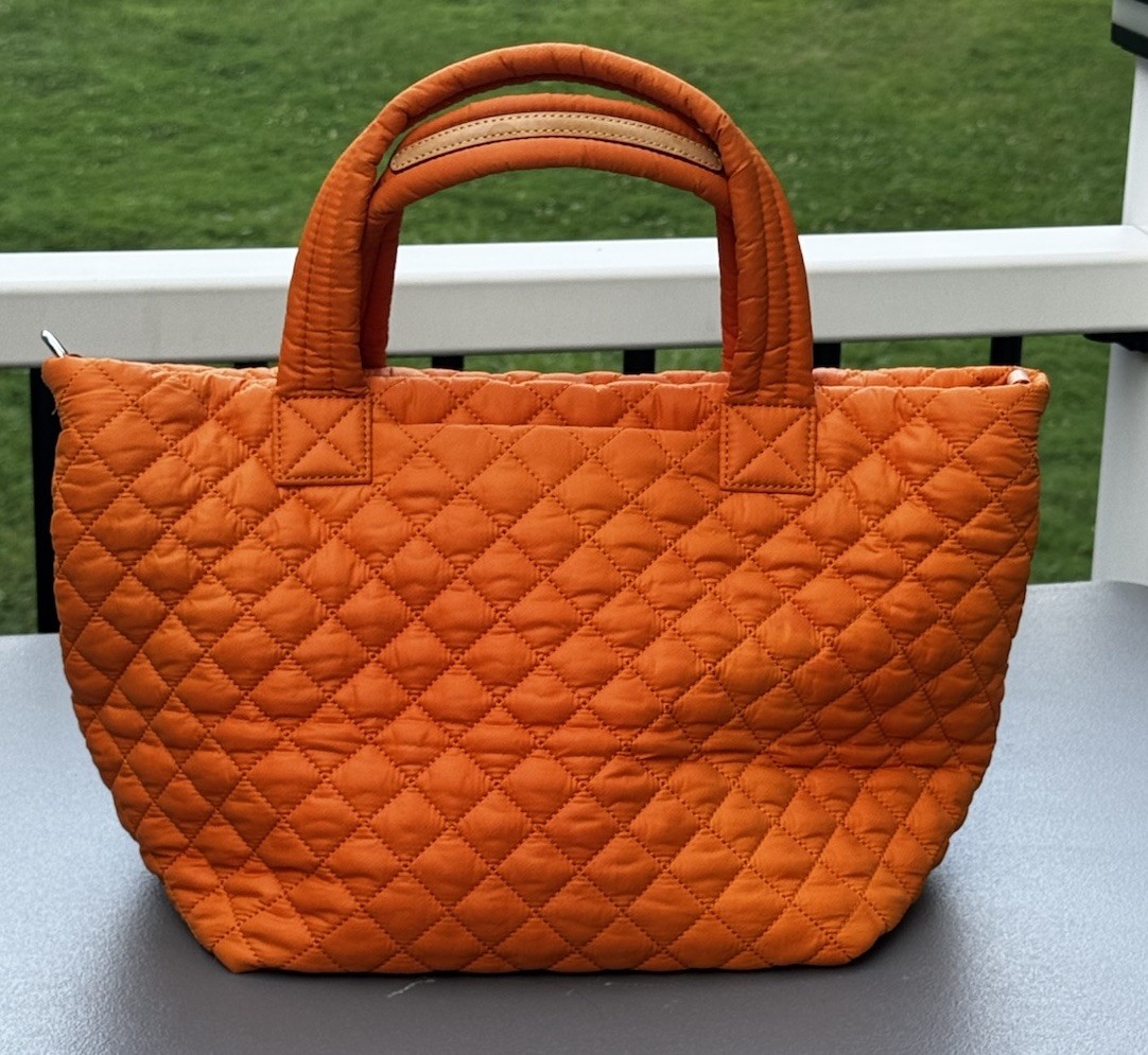 MZ WALLACE QUILTED NYLON ORANGE METRO TOTE BAG