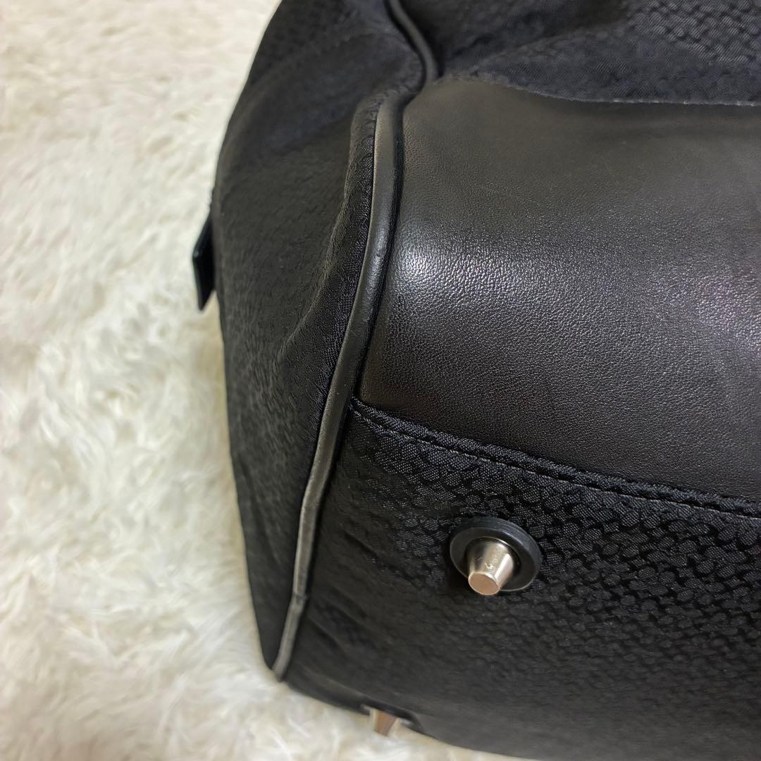 Rare COACH Boston Bag Signature Leather Canvas Black