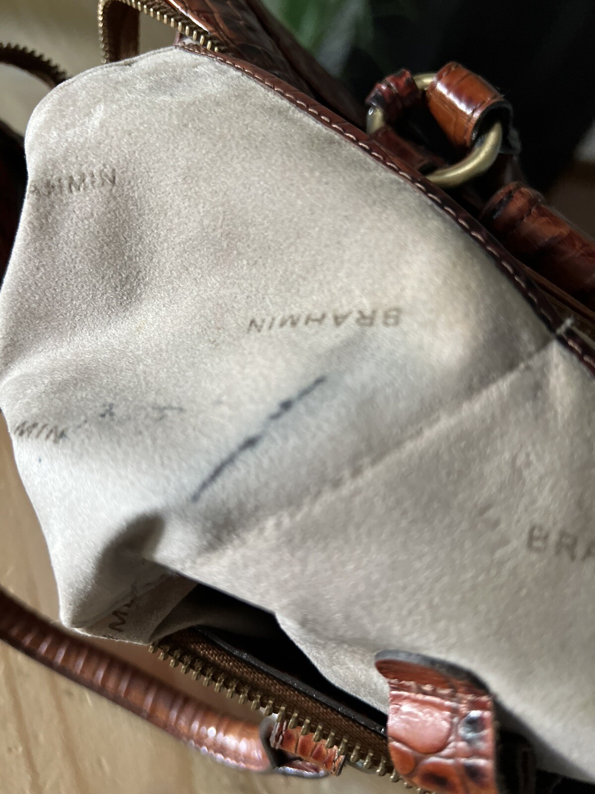 brahmin croc embossed handbags No Strap Brown (See Pics For Details)