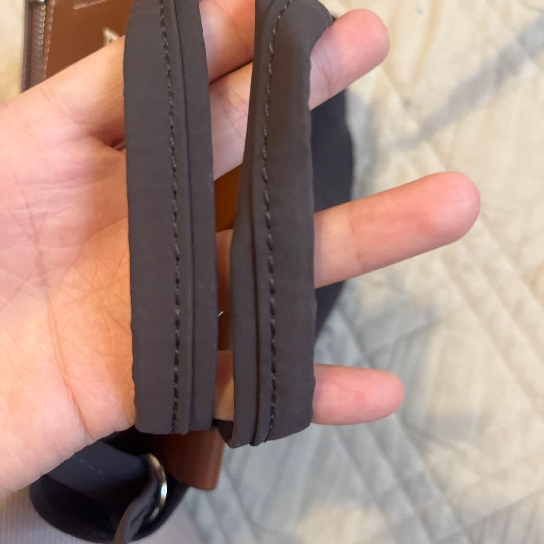Acne Studios Leather Nylon Flap Shoulder Bag Brown Dark Gray Made in Italy
