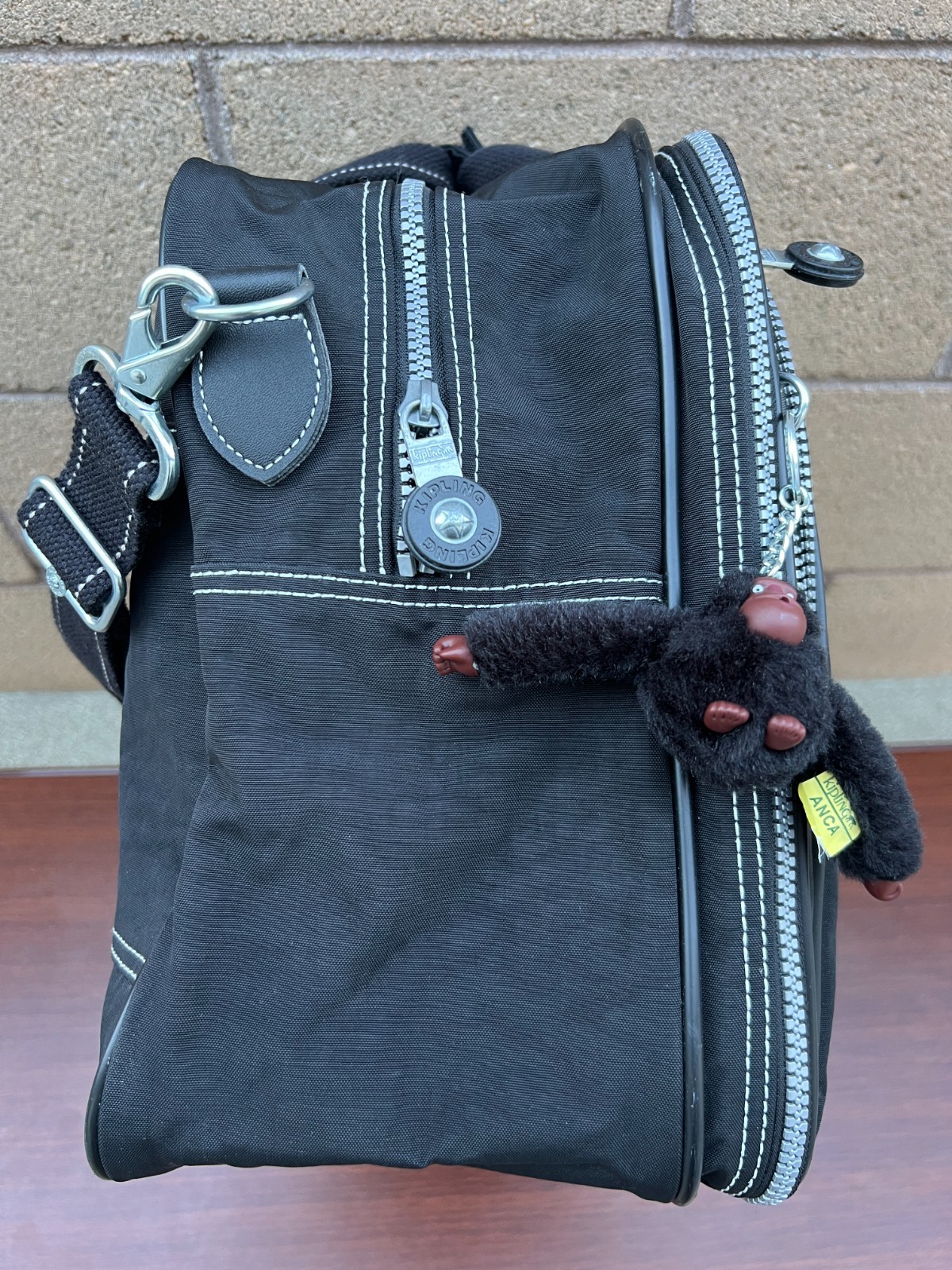 Vintage Kipling Bryce Canyon Boarding Tote Black Crinkle Nylon Travel Bag