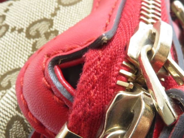 GUCCI Sukey GG 2way Bag Beige / Red Canvas / Leather 247902 Shoulder Bag #DB665
