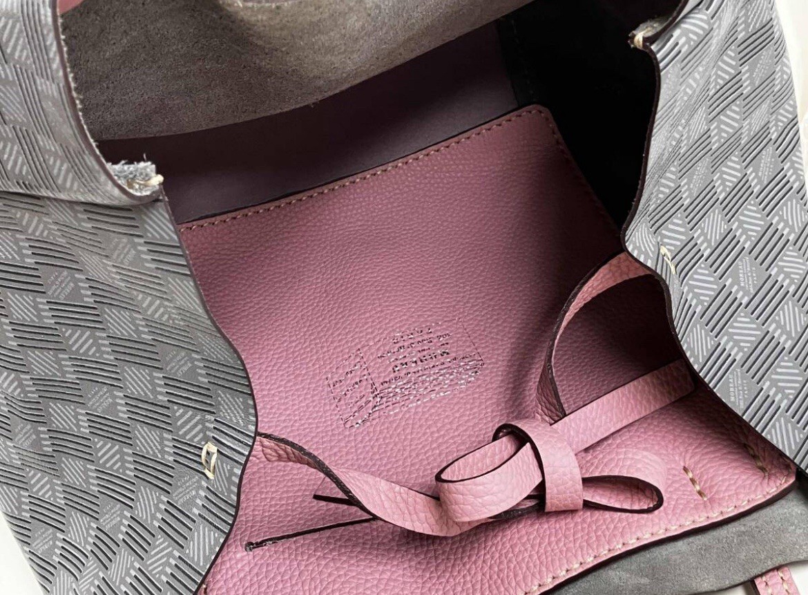 MOREAU PARIS Monogram Tote Bag gray pink Leather