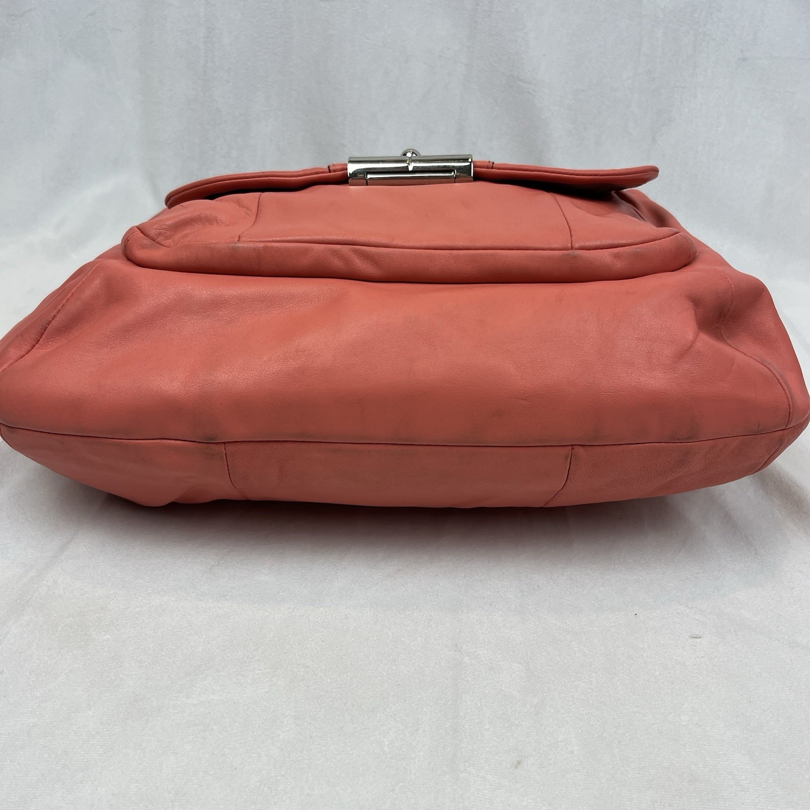 Coach Kristin F22309 Coral Pink Large Smooth Soft Leather Hobo Shoulder Bag