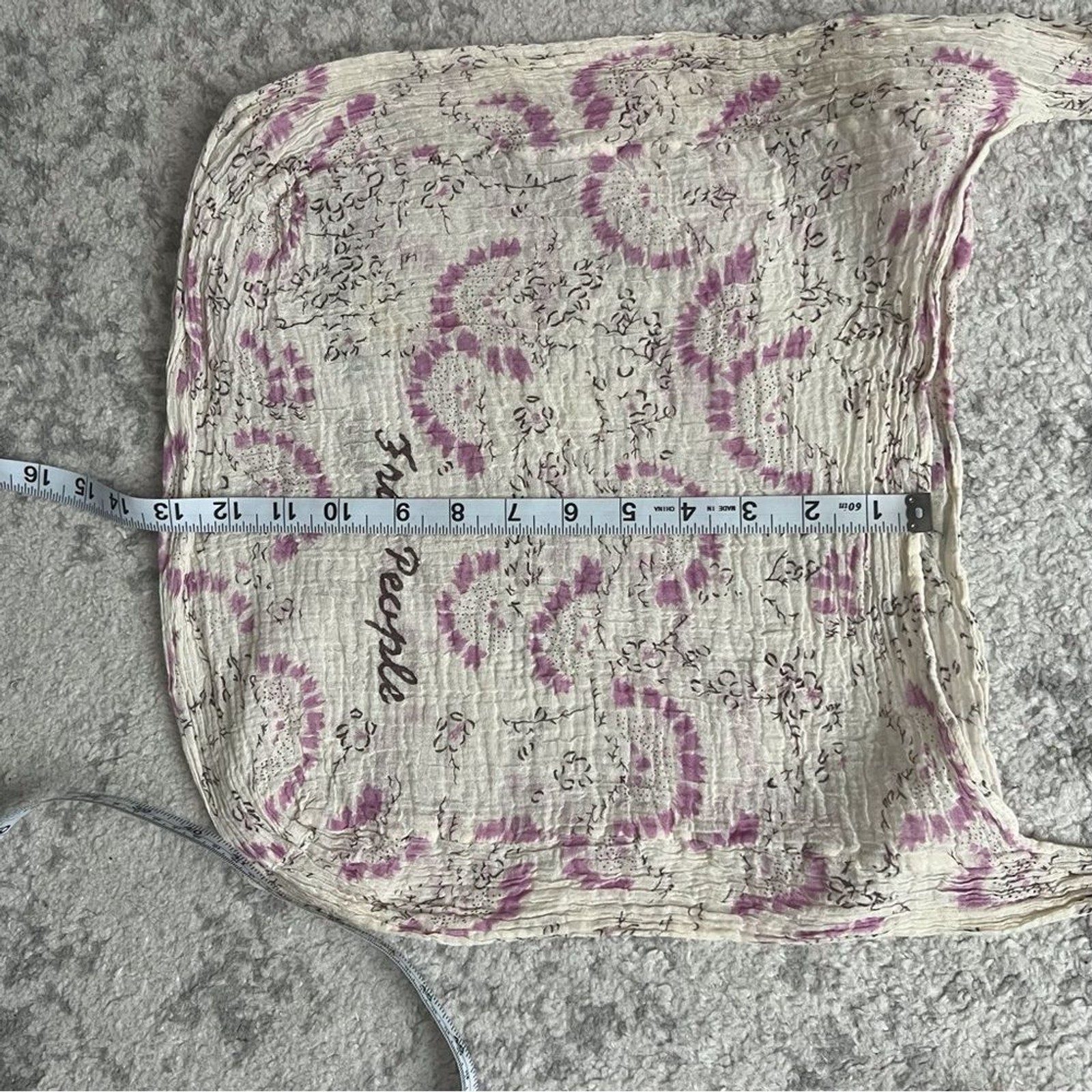 Free People Shoulder Sling Bag Lightweight Semi-Sheer Cream Purple Boho Beach
