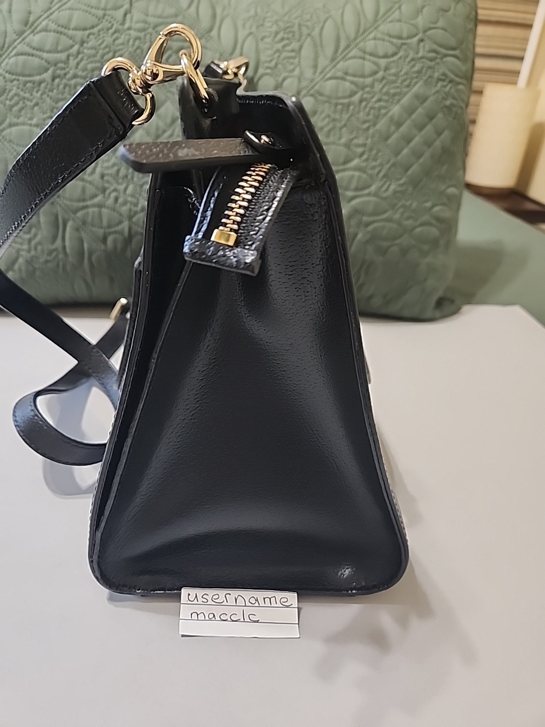 Kate Spade Cowhide Blk Pebbled Lthr. Satchel Bag 12 1/2 x 9 1×2 X 6