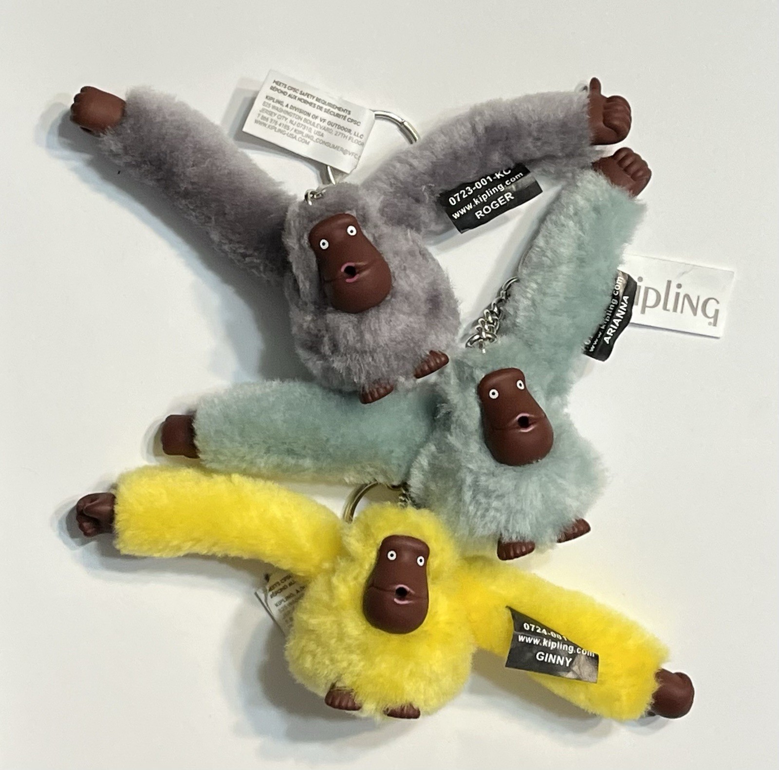 NWOT 3 (three) KIPLING 2” Monkey Key Chain Ring Bag Charm Fob (74)