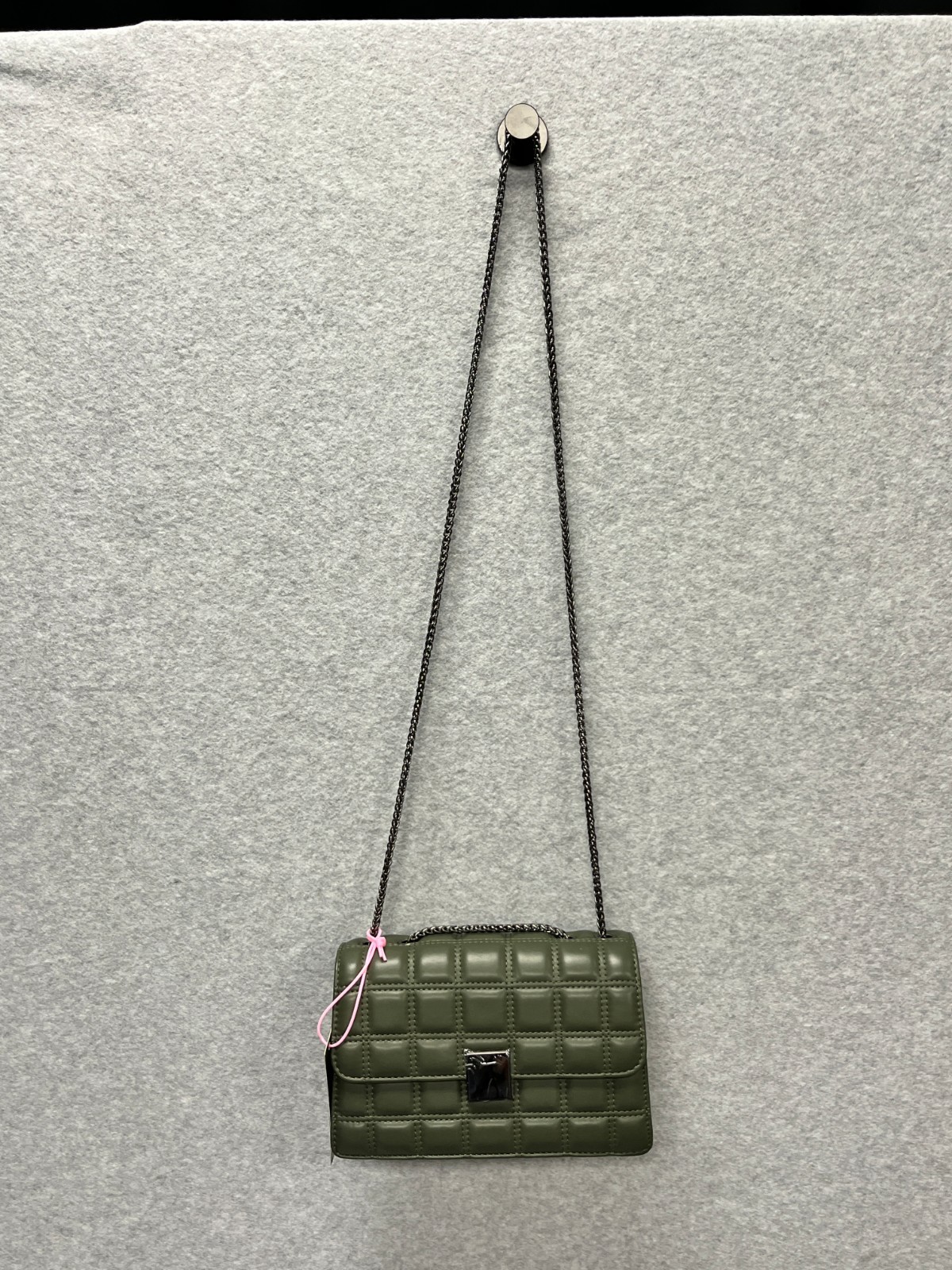 Like Dreams Emma Bubble Quilted Crossbody Green Vegan Leather Chain Strap