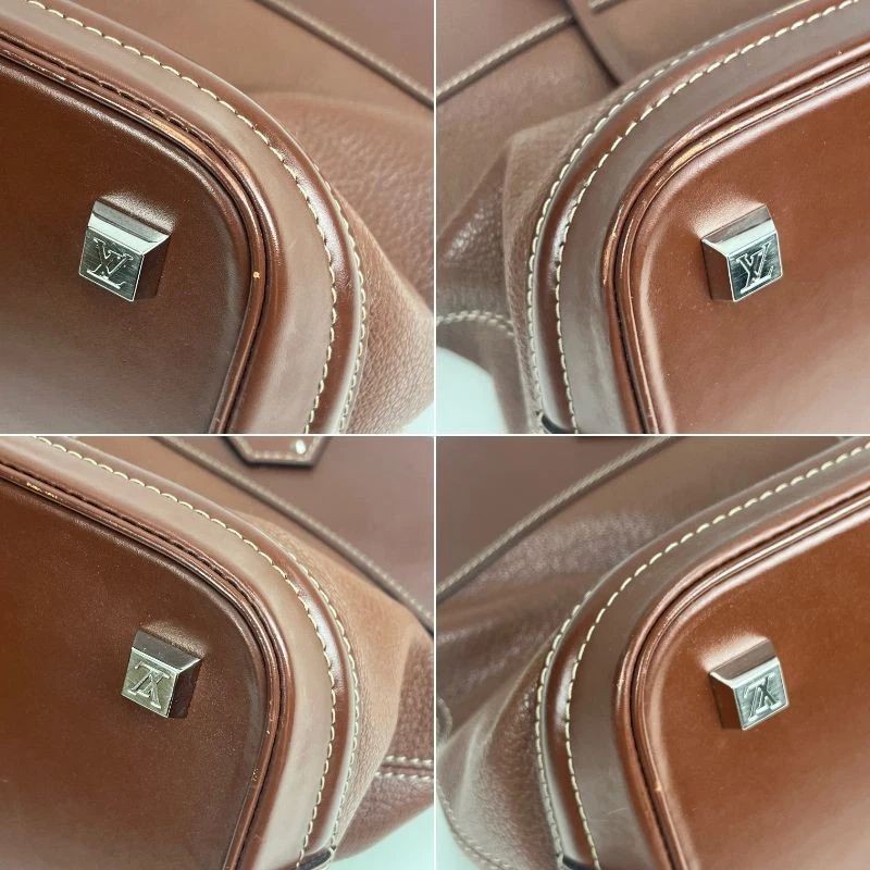 Louis Vuitton Suhari Lock it MM Leather Hand Bag Sienne M91889 Auth Used