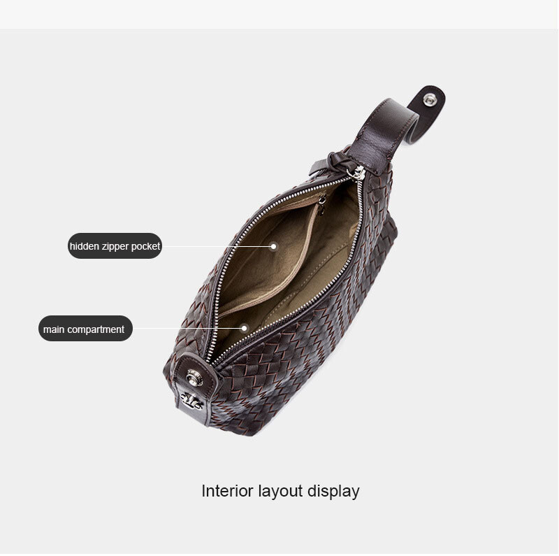 Genuine Leather Chain Shoulder Bag Women’s Handbag Woven Bag Sheepskin Purse