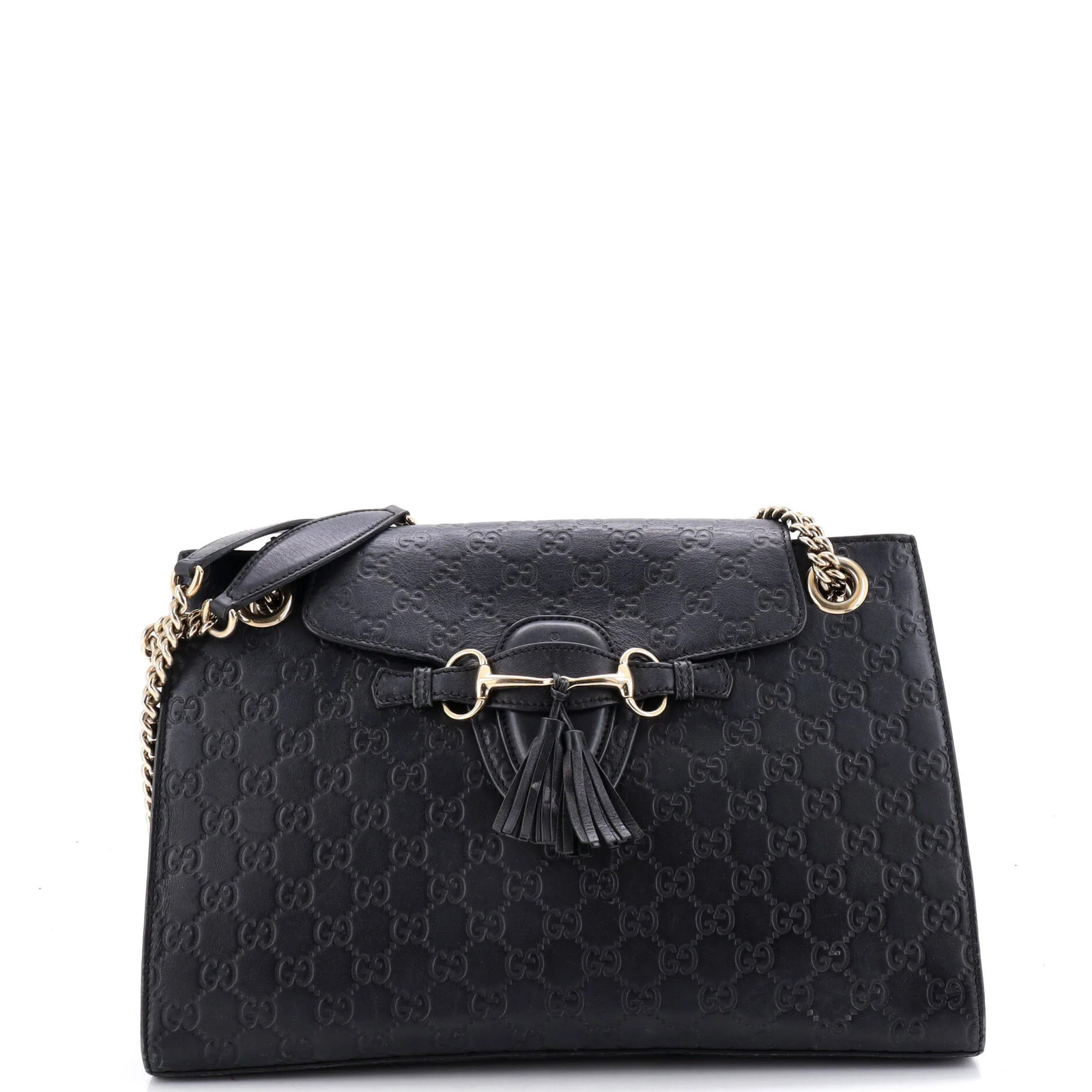 Gucci Emily Chain Flap Shoulder Bag Guccissima Leather Large