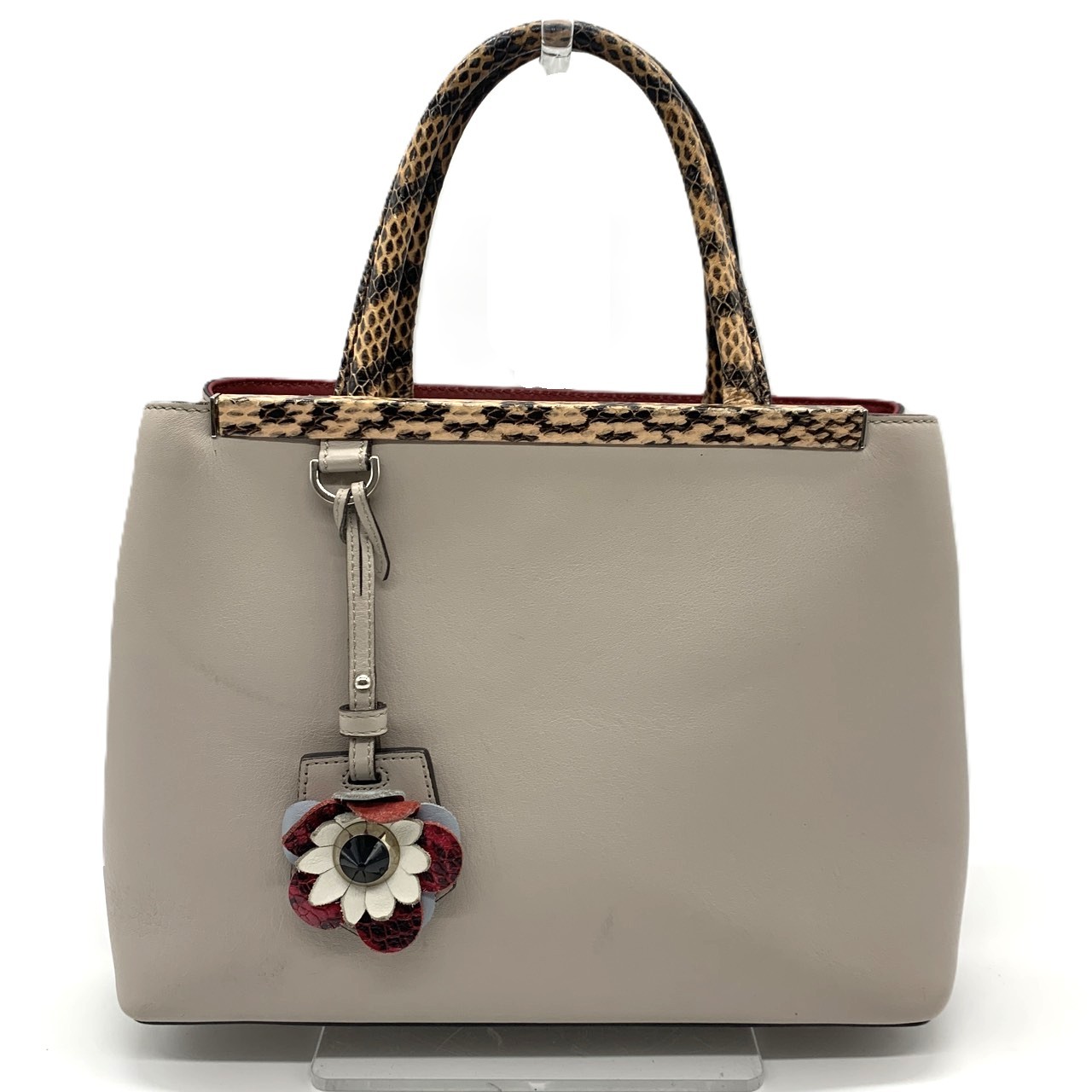 Fendi Petite 2Jours Handbag/Shoulder Bag, 2-way, Beige Leather, Women’s,Used
