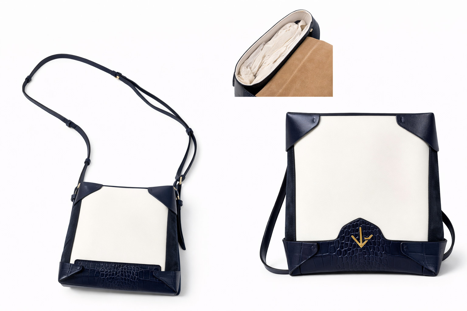 MANU atelier Pristine Calf Leather Canvas Crossbody Box Bag