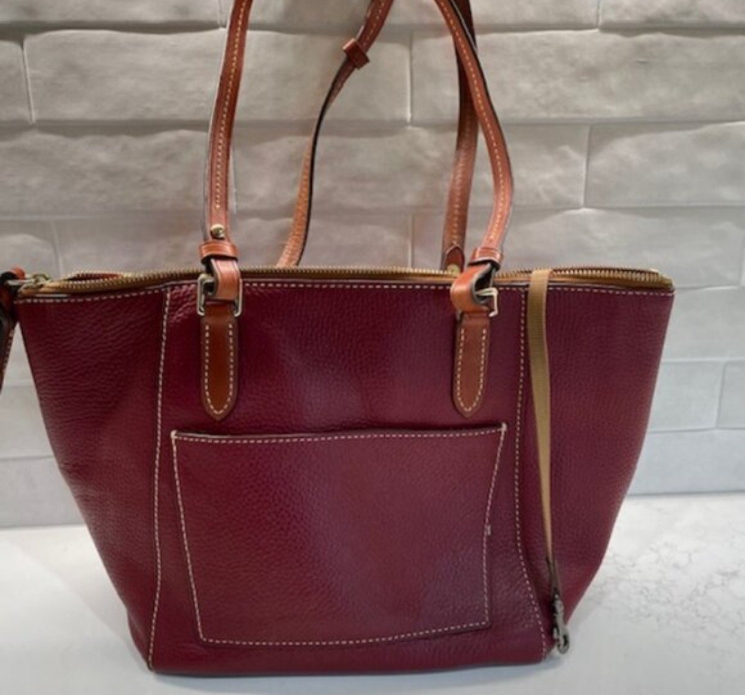 Dooney & Bourke Bordeaux Pebbled Maxine Tote Zip Closure Tassels EUC