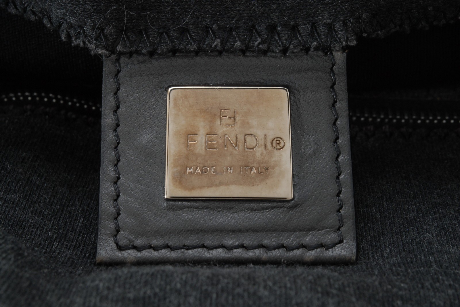 FENDI Mamma Baguette Cotton Gray Shoulder bag