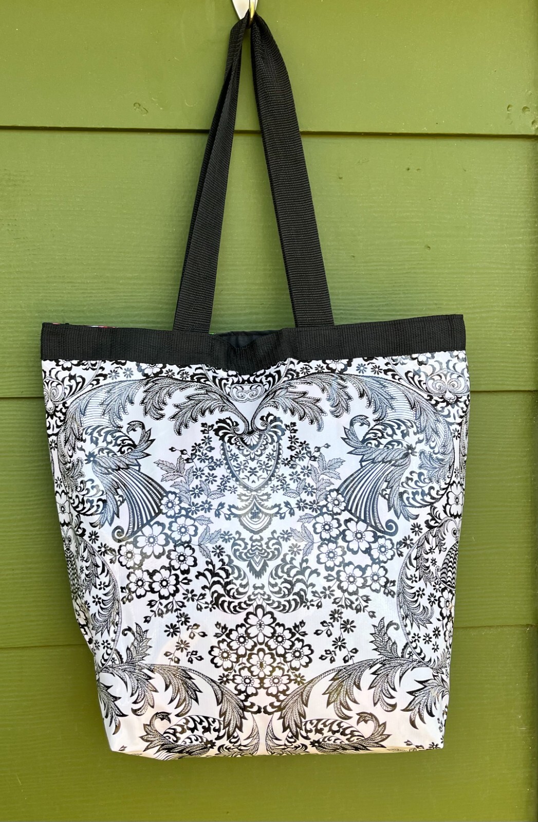 Cute Mexican Vinyl Tote – Artisan Handmade Oilcloth Paisley Pattern Unique Bag