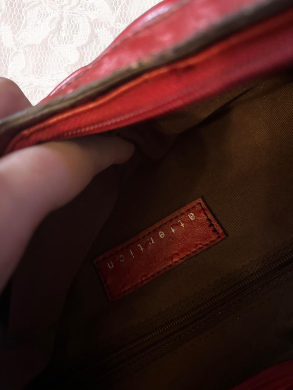 attention Red Quilted Crescent Shoulder Bag Zip Gold Hardware Ring Inner Pockets