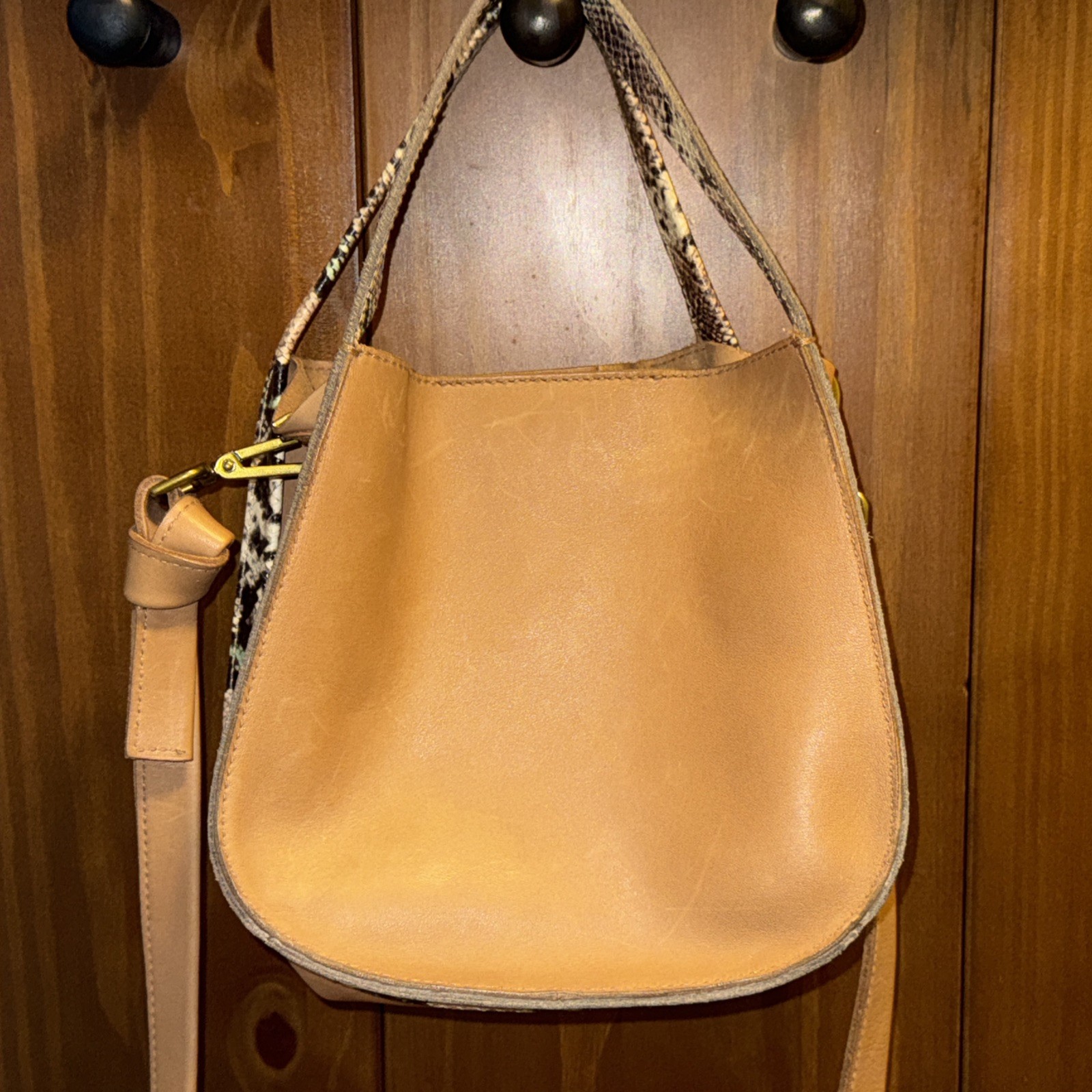 Madewell The Sydney Leather Hand Bag Purse Snake Embossed