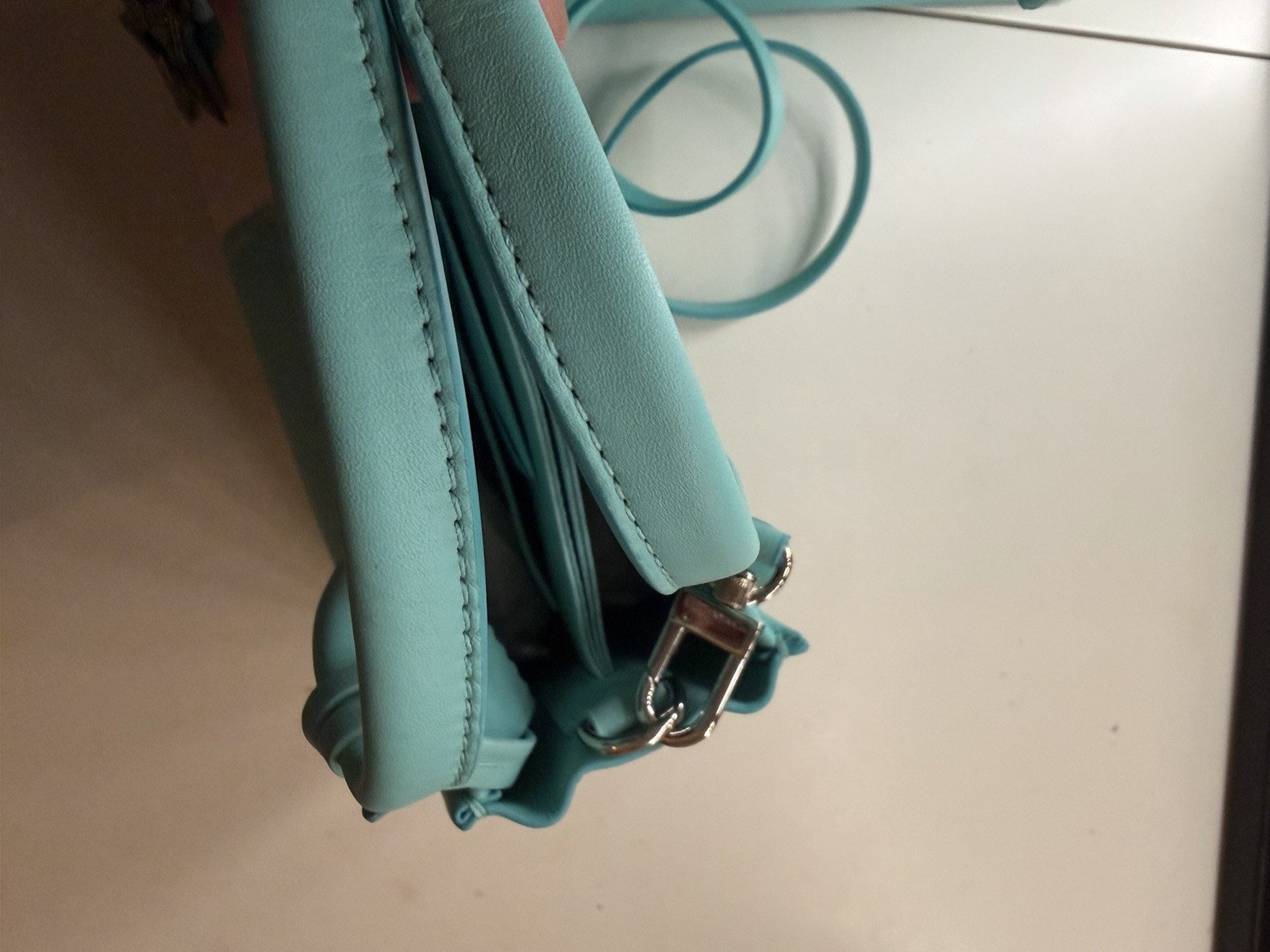 Super RARE Tiffany & Co. Micro White Brushtroke Grain Calfskin Leather Tote Bag
