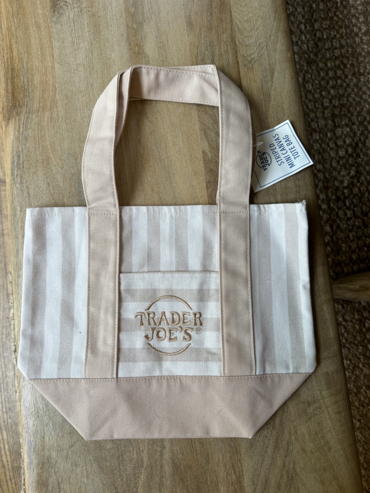 Trader Joe’s Striped Mini Tote Bag Beige Summer 2026 *Ships Same Day*