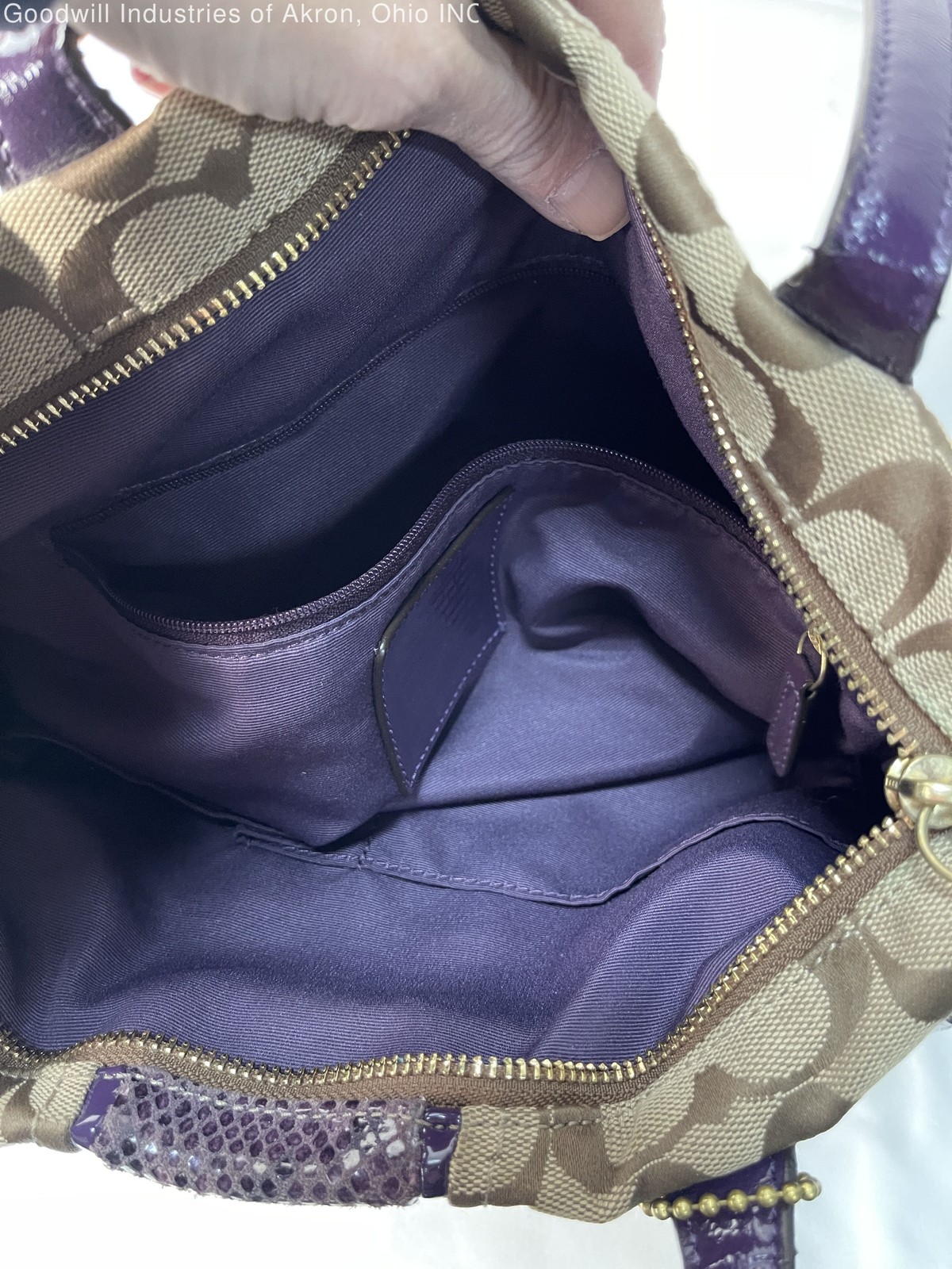 Gently Loved Certified Authentic Tan/Purple Coach Satchel Handbag
