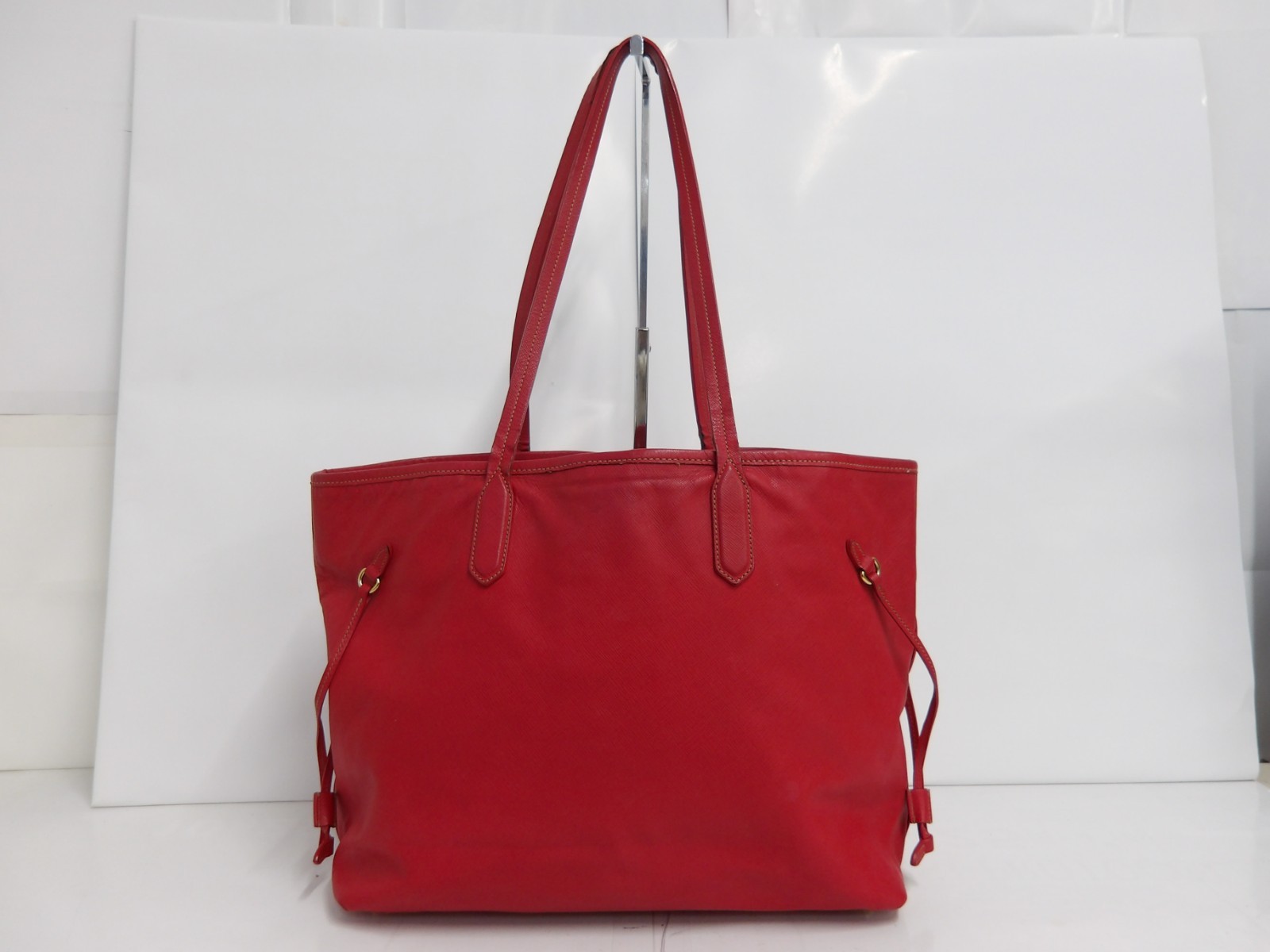 Auth MH87 Prada Saffiano Metal Tote Bag Gold Hardware from Japan