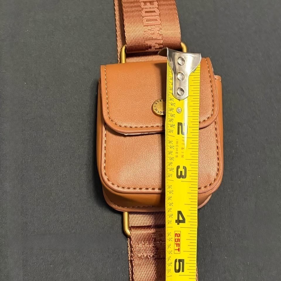 Steve Madden Logo Crossbody Bag Strap Removable Utility Pouch Cognac Tan