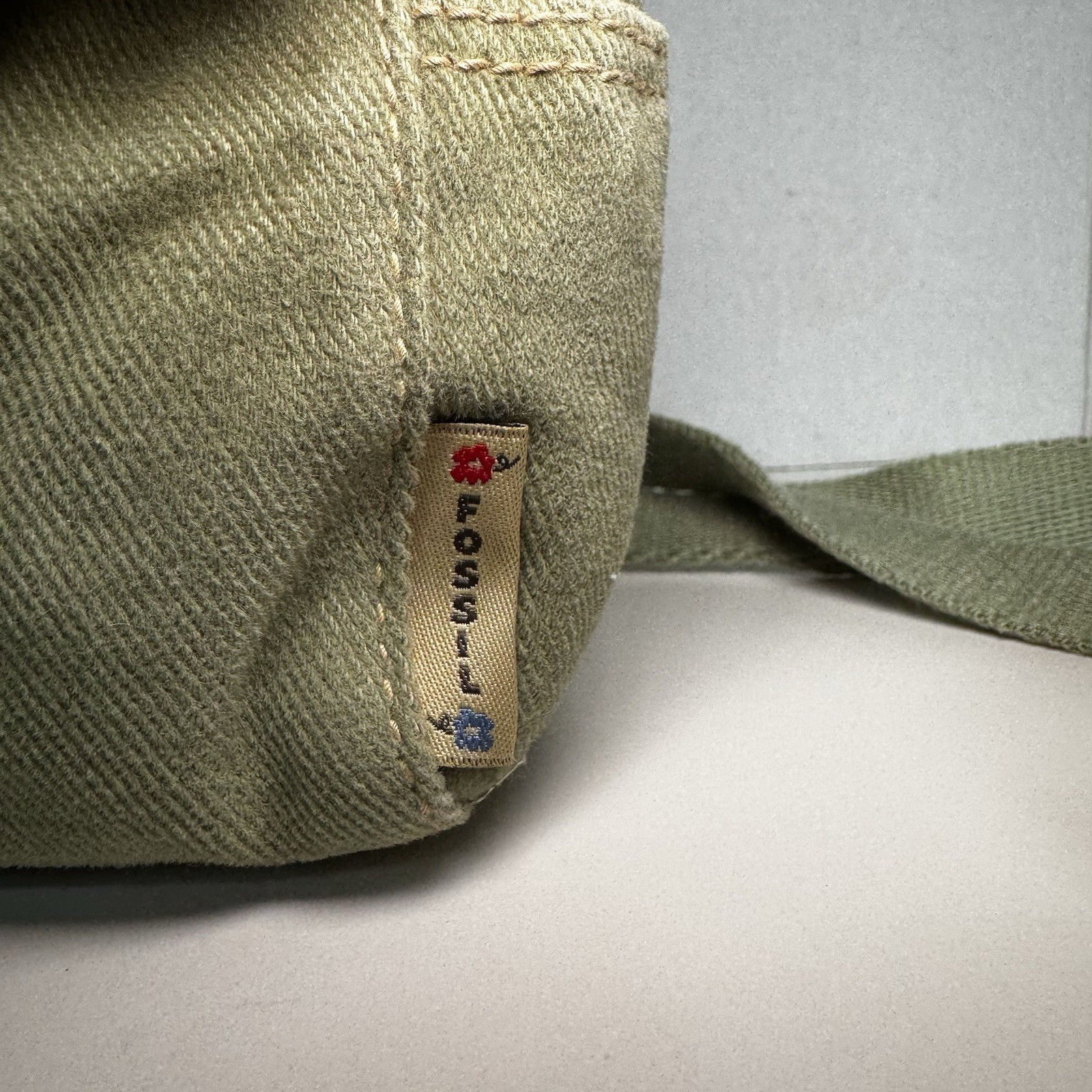 Fossil Olive Green Canvas Crossbody Shoulder Bag 9”L x 4”W x 5”H Leather Snap