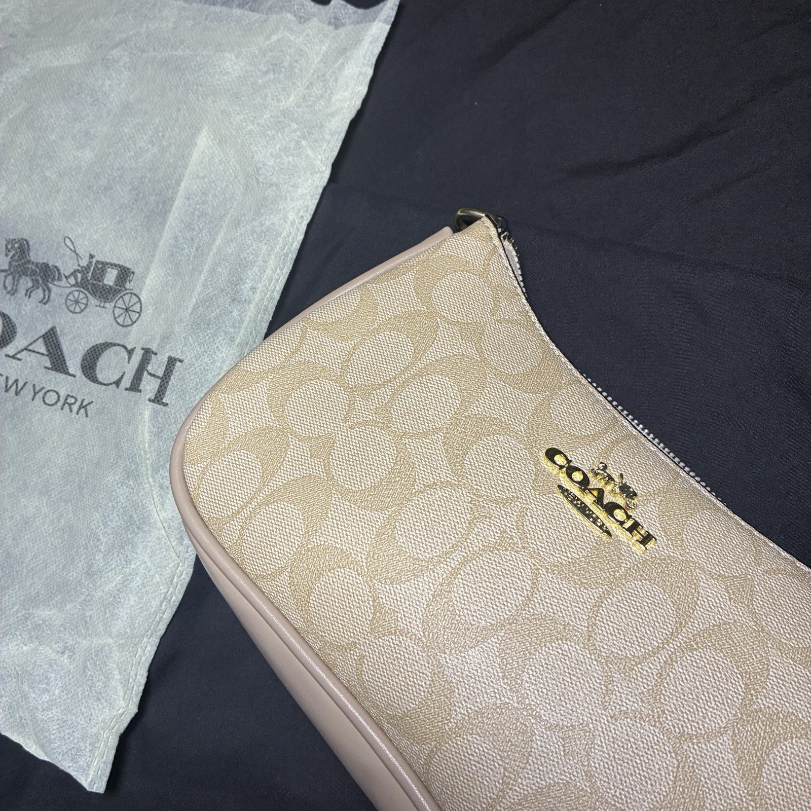 Coach Teri Shoulder Bag Signature Canvas Khaki