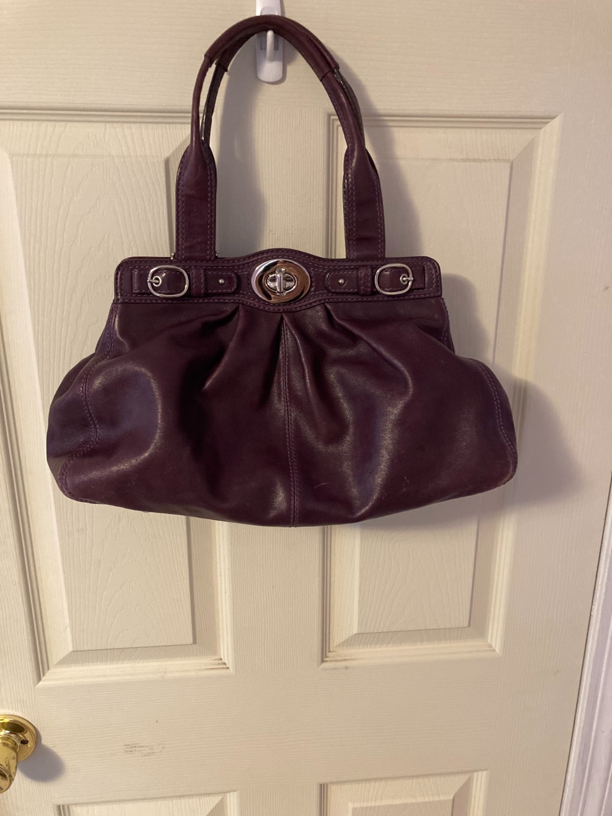 Coach Purple Garnet Carryall Satchel Leather Purse F13914