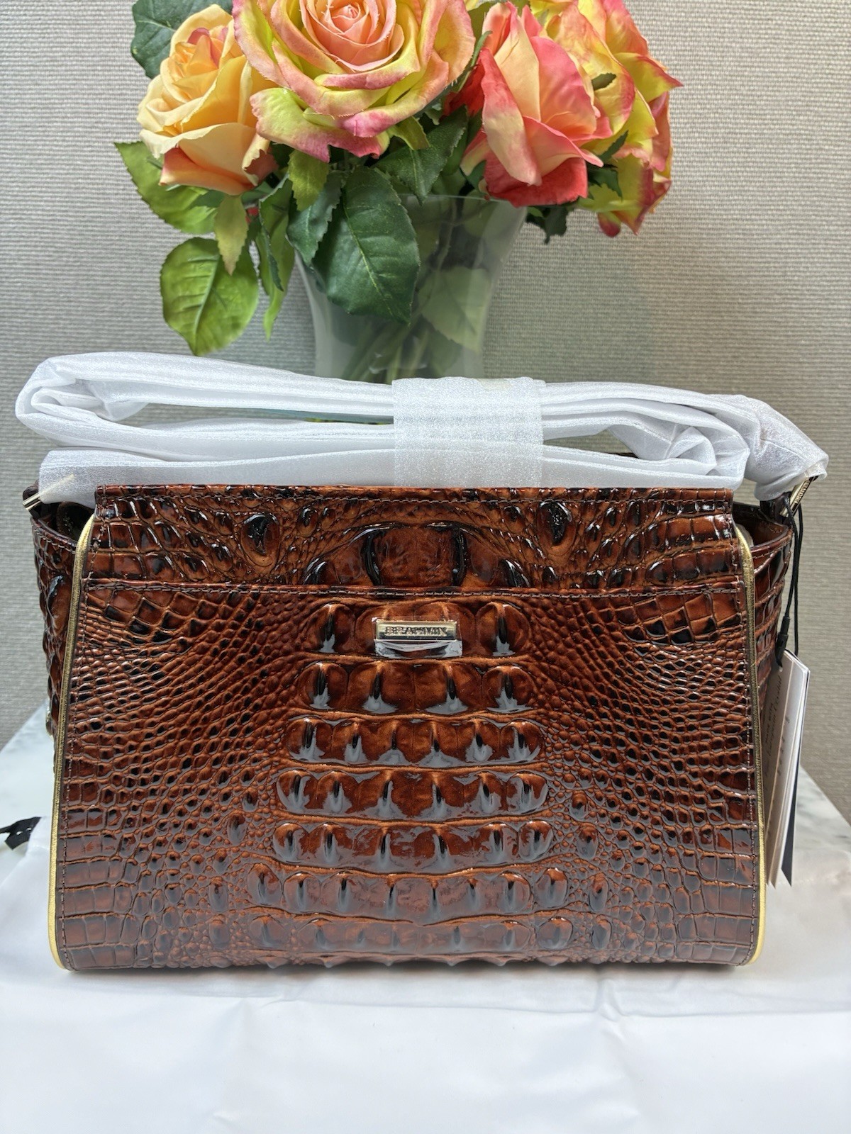 Brahmin Pecan Palawan Hillary Shoulder Bag – NWT Embellished Premier Collection