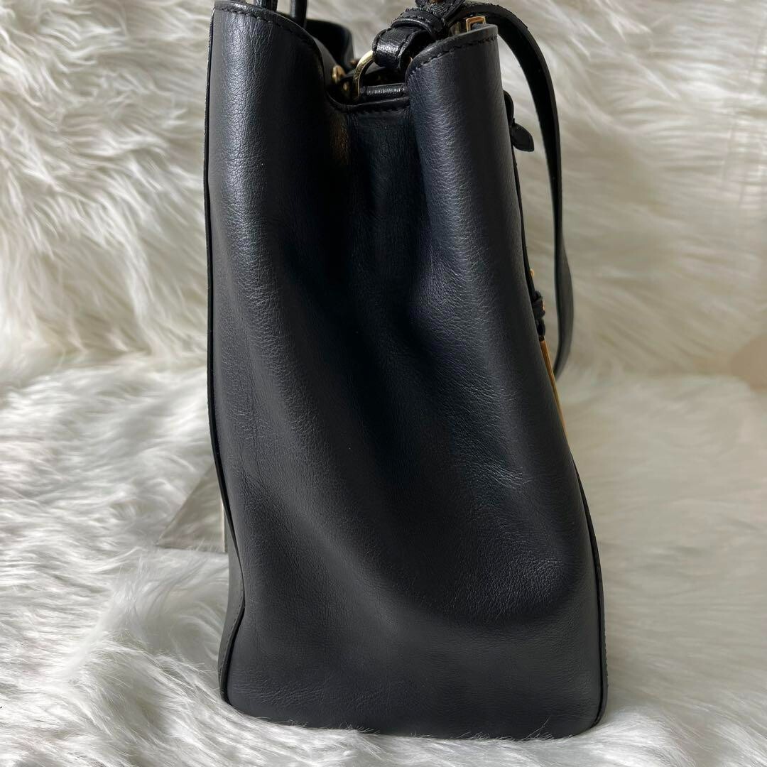 FENDI 2Jours 2-way Hand Bag Shoulder Bag Leather Black Authentic Used