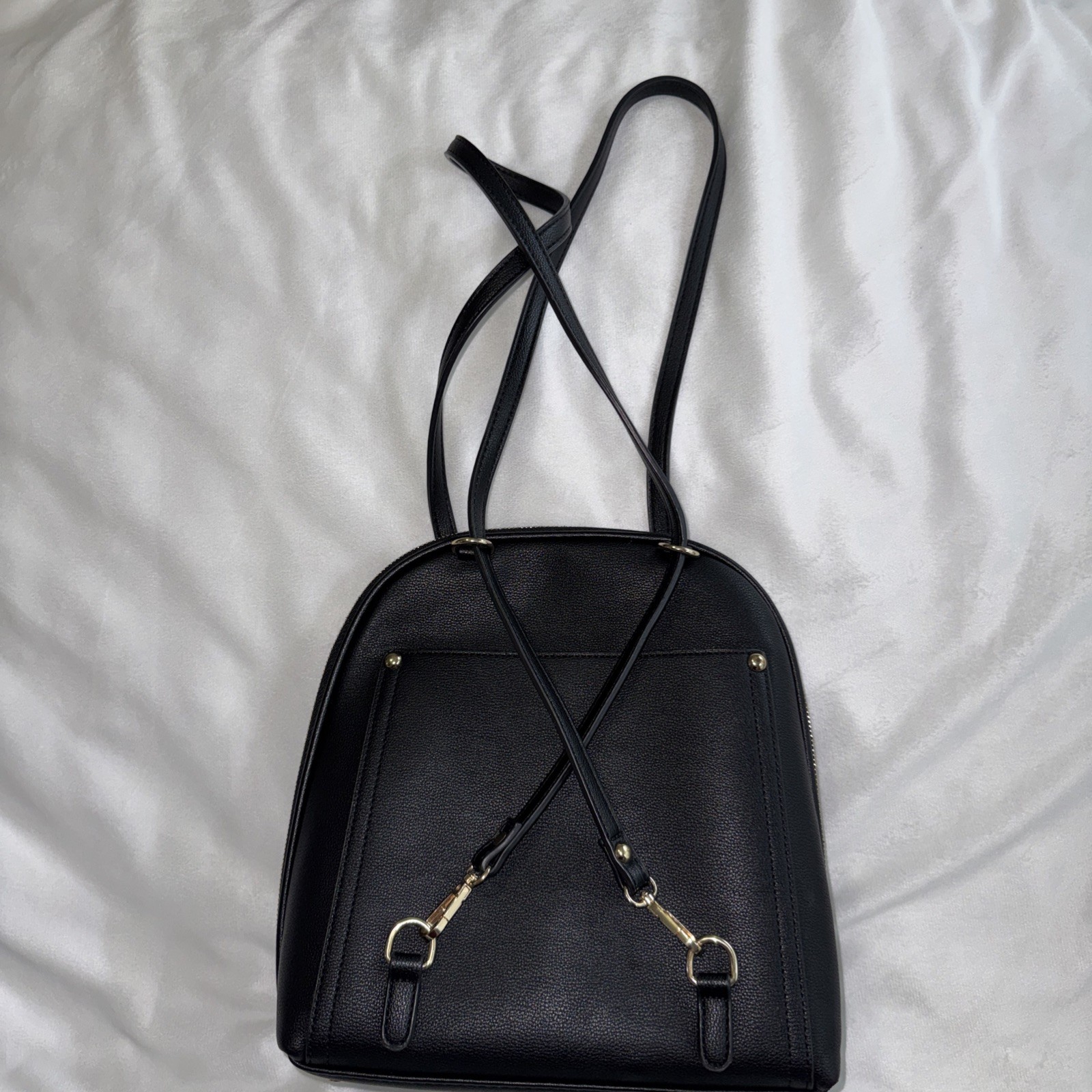 Miztique Black Faux Leather Backpack