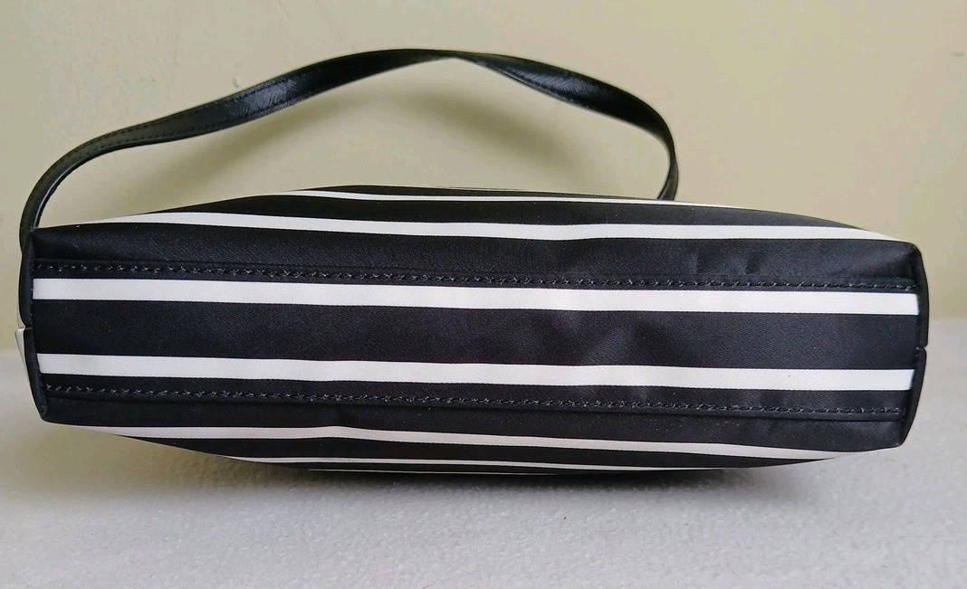 Kate Spade New York Wilson Road Striped Crossbody Purse Bag Black White