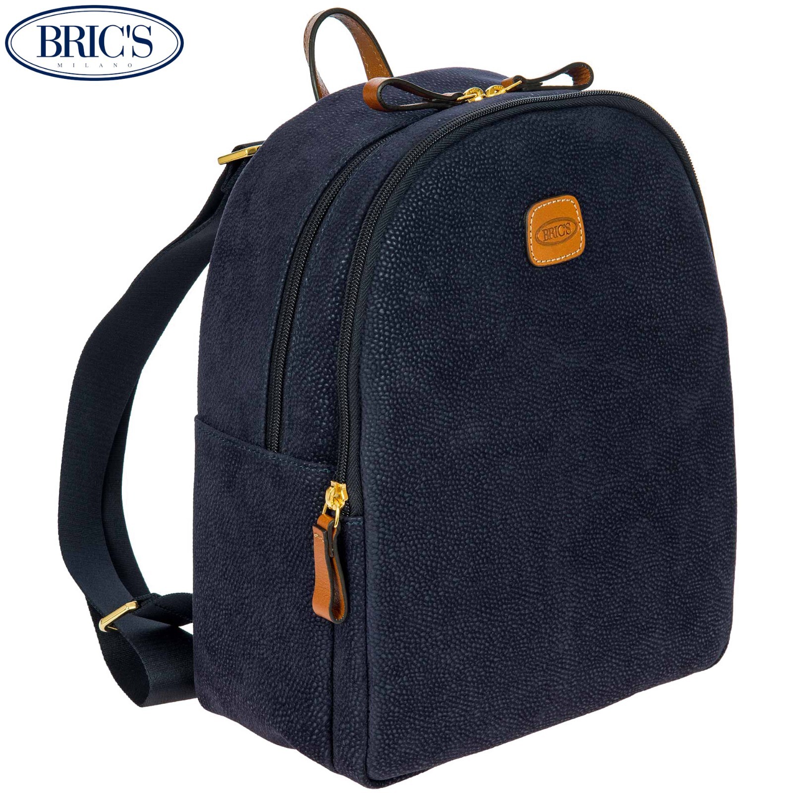 BRIC’S LIFE women’s blue resistant flock fabric urban backpack leather finishing