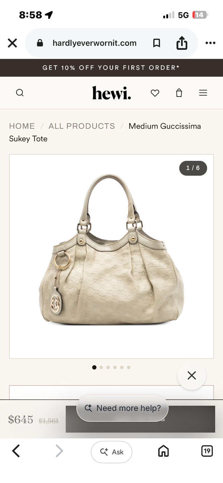 Gucci Beige Guccissima Sukey Tote – WGACA Pre-Owned