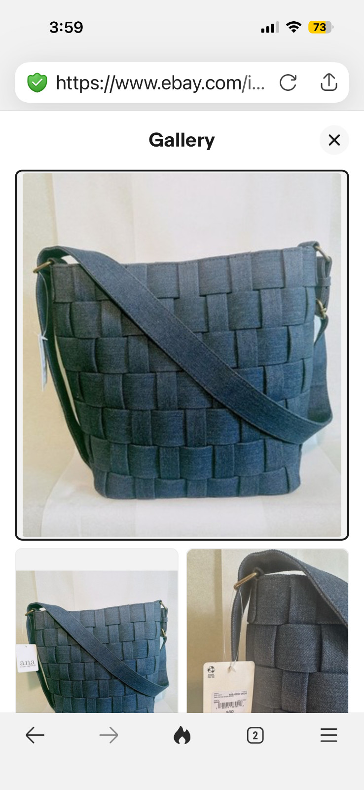 a.n.a Cynthia Woven Bucket Bag Womens Denim Blue 12”x11” New
