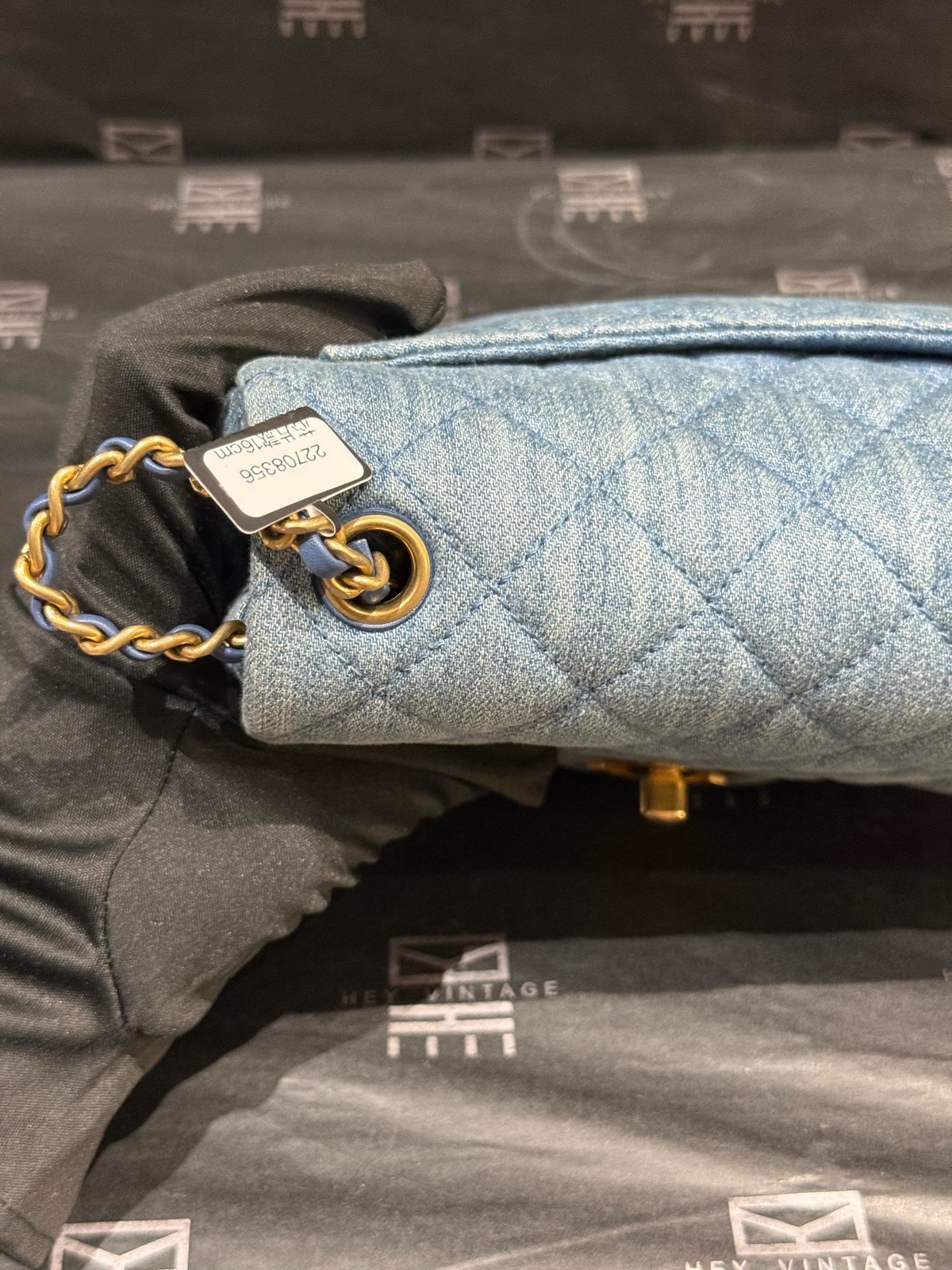 Chanel Classic Flap Mini 16cm Light Blue Denim Shoulder Crossbody Bag Duty Paid