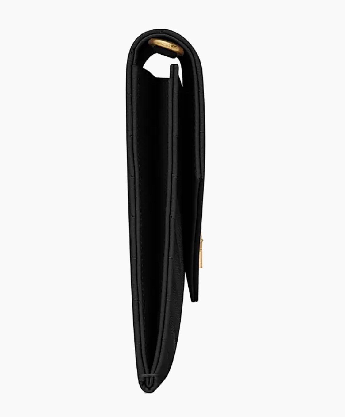 YSL Saint Laurent Cassandre Matelasse Wristlet Flap Pouch Clutch Black Leather.