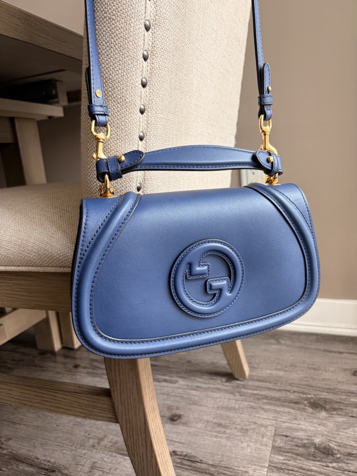 100% Authentic Gucci Navy Blue Blondie Top Handle Bag