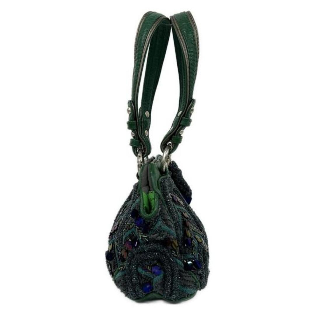 Jamin Puech Shoulder Bag Gray Green Beads Embroidery Leather H15.5xW26.5xD10 cm