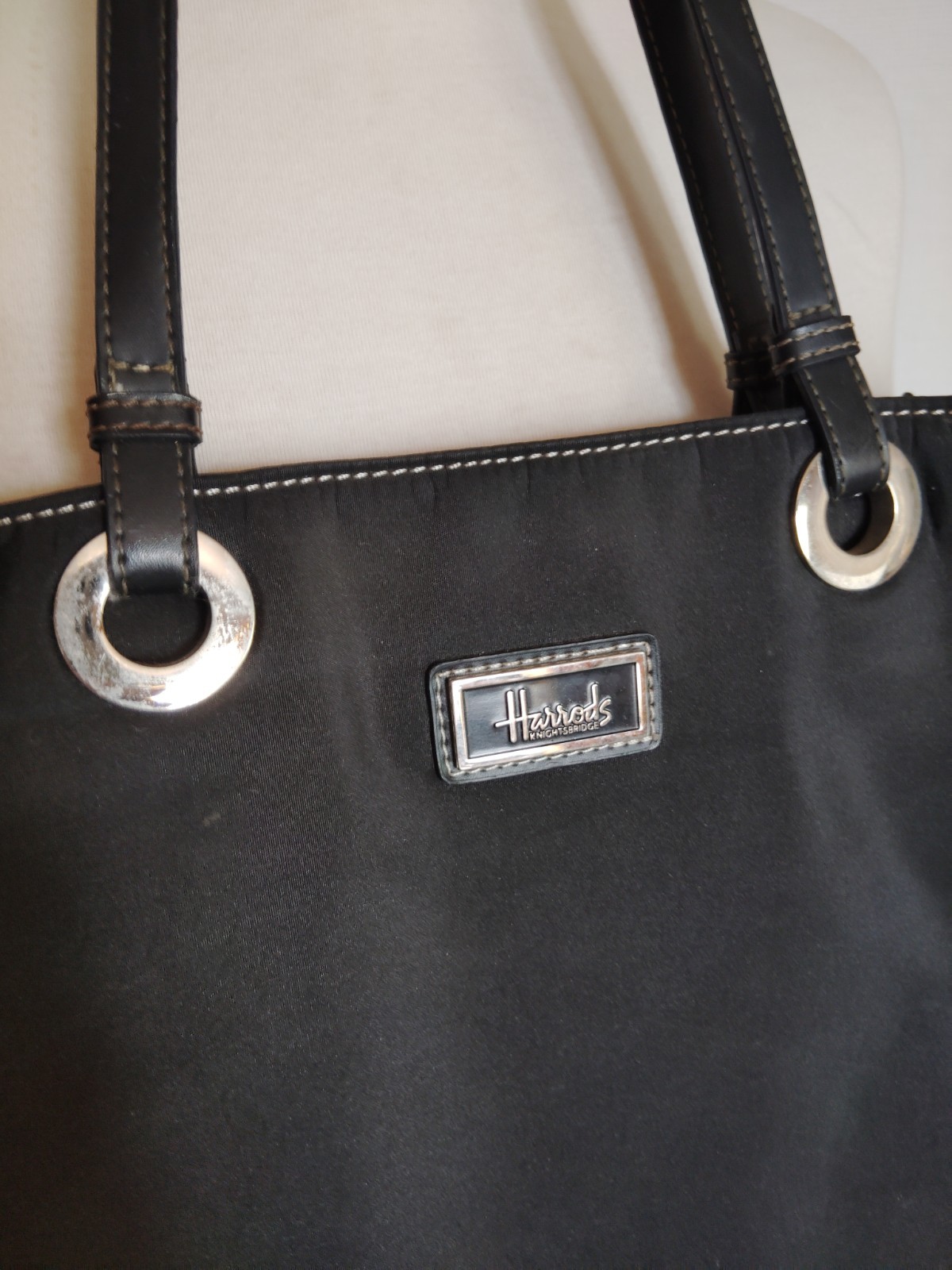 Harrods of London Knightsbridge Women’s Black Nylon Tote Bag Double Handles