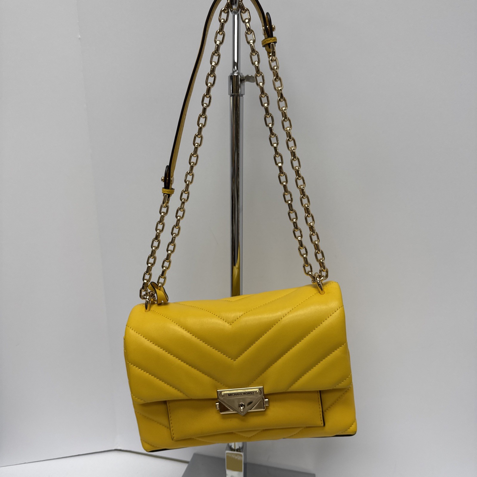 Michael Kors Cece Medium Convertible Chain Shoulder Bag Sunflower Yellow Leather