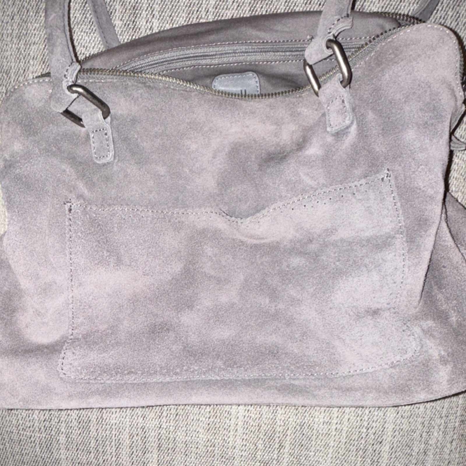 J.Jill Mali Gray Suede Satchel Top Handle Bag Double Handle Women’s Hobo Handbag