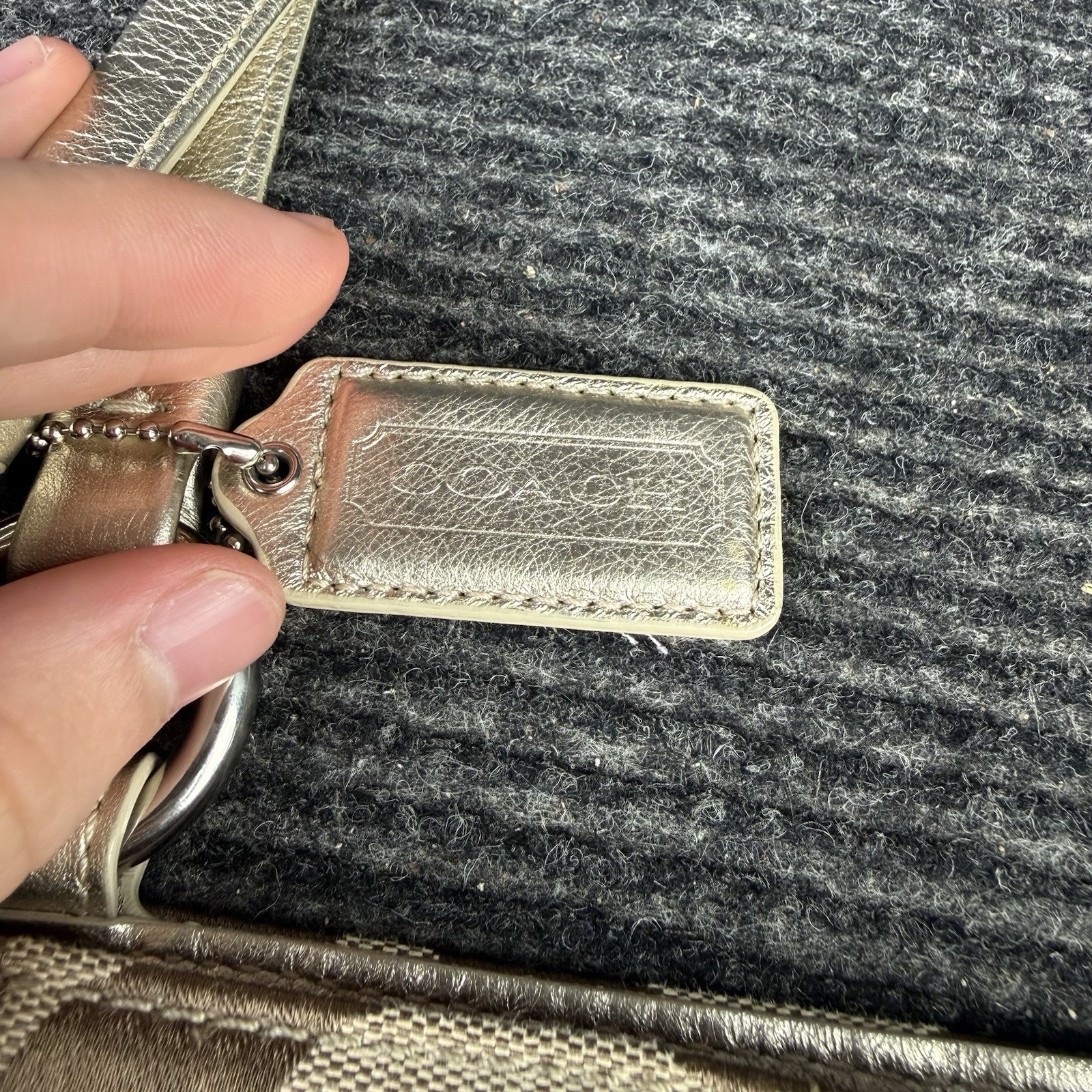 Coach Tan All Over Print Bag Pink Interior Gold Hardware Womens Purse