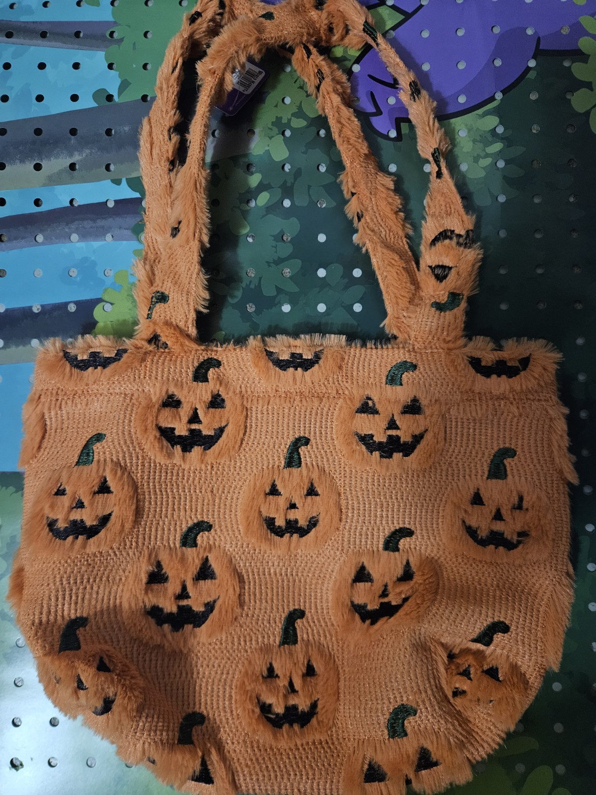 World Market Viral Pumpkin & Ghost Halloween Fuzzy Tote Bags New In Hand